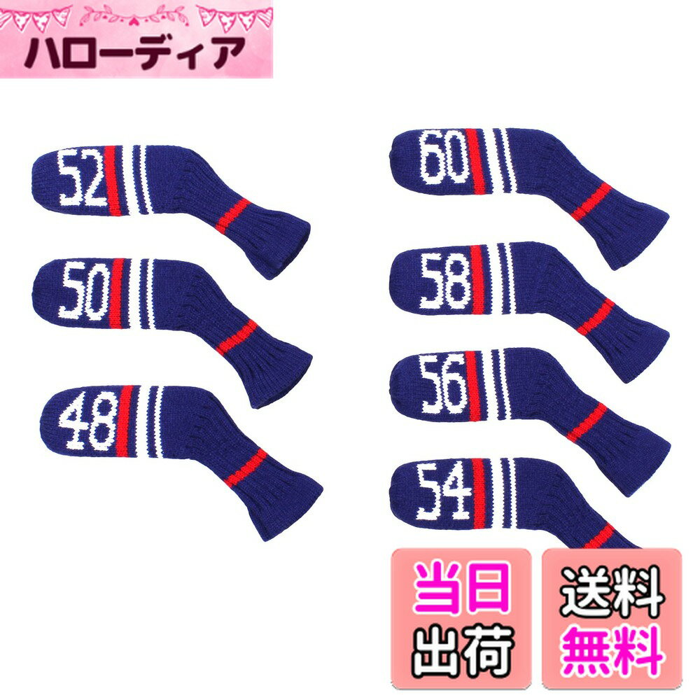 【送料無料】Scott Edward ニットウェッジゴルフアイアンヘッドカバー7PCSクラブプロテクター48,50,52,54,56,58,60度 スコットエドワード (ブルー)