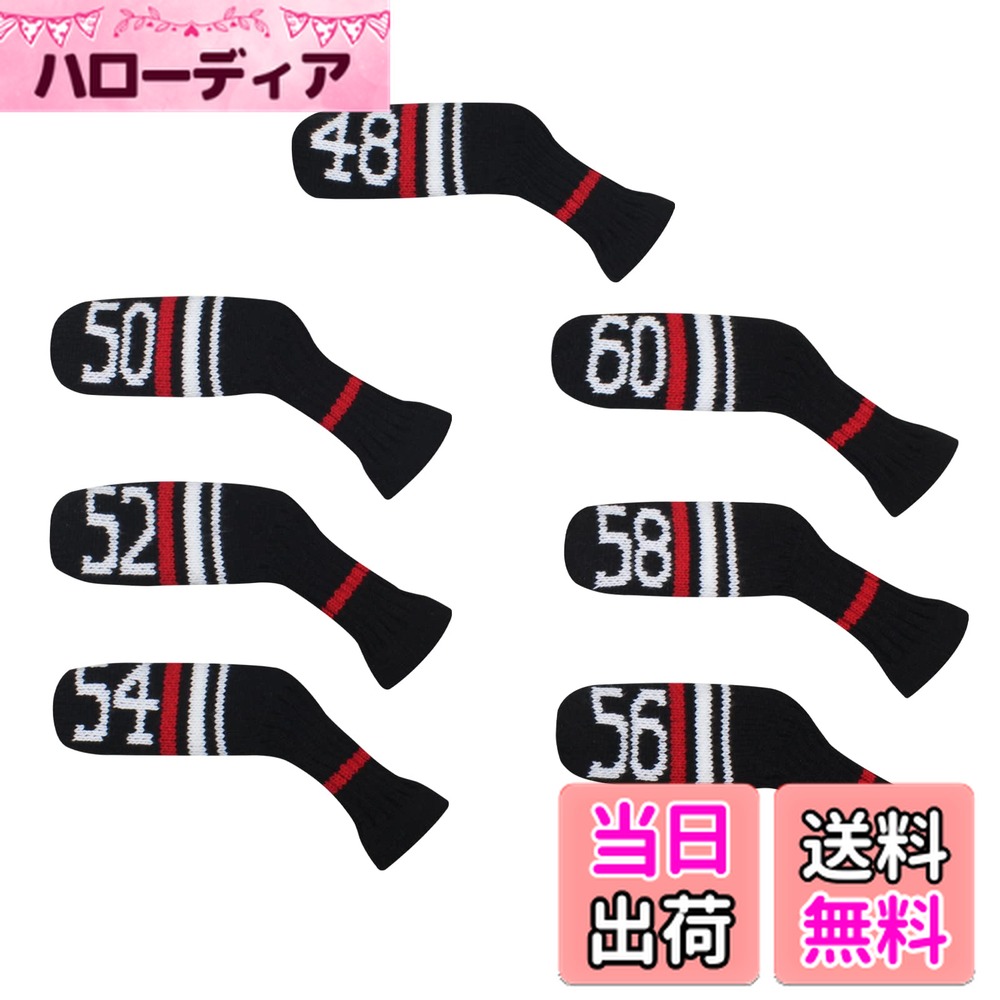 【送料無料】Scott Edward ニットウェッジゴルフアイアンヘッドカバー7PCSクラブプロテクター48,50,52,54,56,58,60度 スコットエドワード (縞模様)