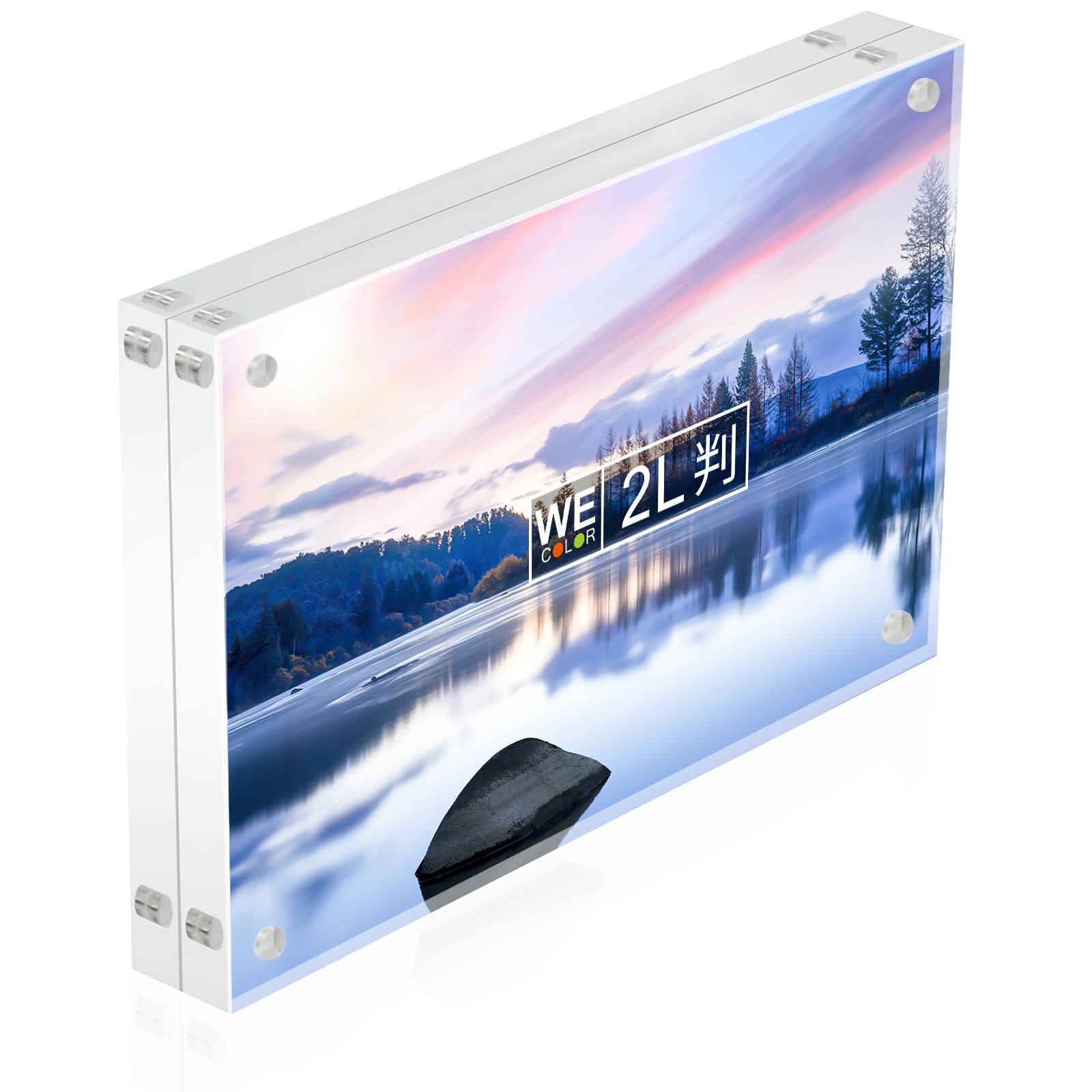 【送料無料】WeColor アクリルフォトフレーム 写真立て マグネット フレーム 強力磁石 額縁 両面透明 卓上 ハガキ 賞状 ポスター展示 横縦 、適格請求書発行可(178x127mm 2L判)