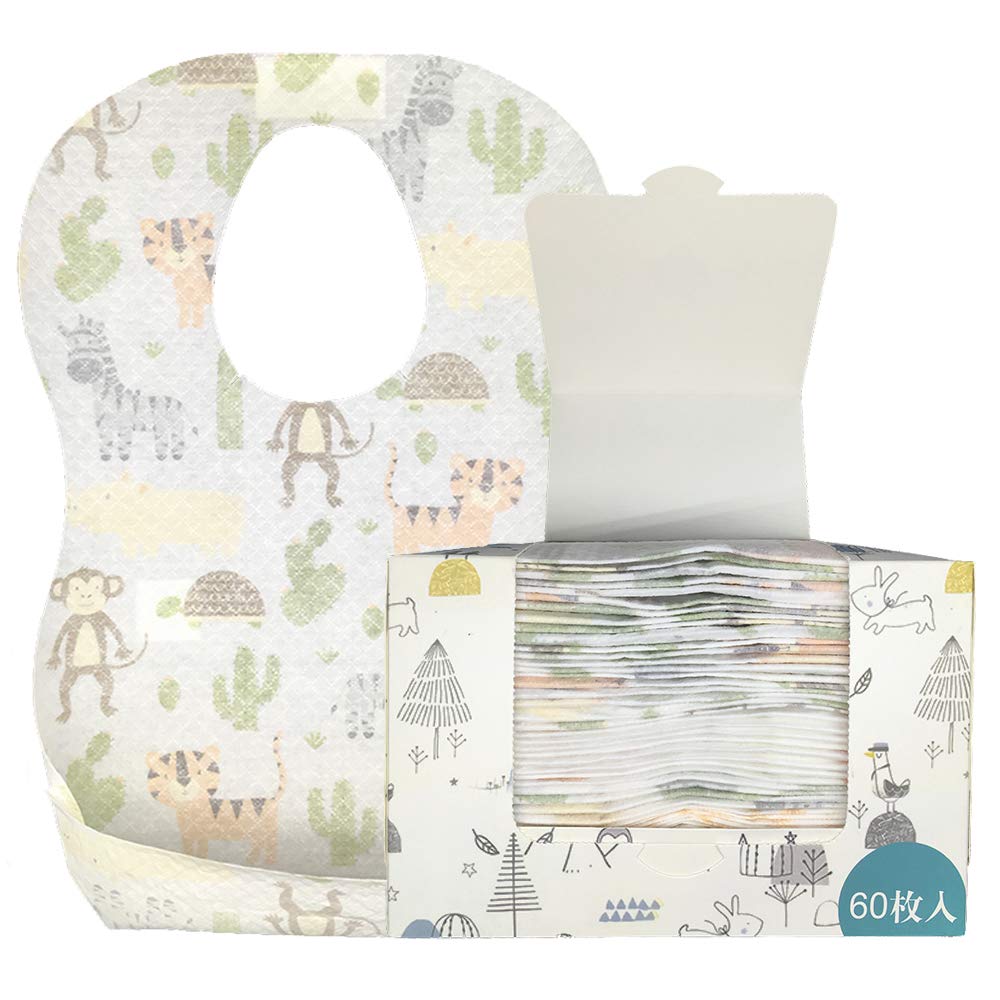 楽天ハローディア楽天市場店【送料無料】[iWheat] 使い捨て ベビー 食事用エプロン 使い捨て防水加工よだれかけ よだれ掛け よだれかけ タイプ 前掛け ベビー お食事エプロン 子供 食事 防水 赤ちゃん スタイ エプロン お出かけ エプロン 携帯 便利 洗濯不要 60枚入り