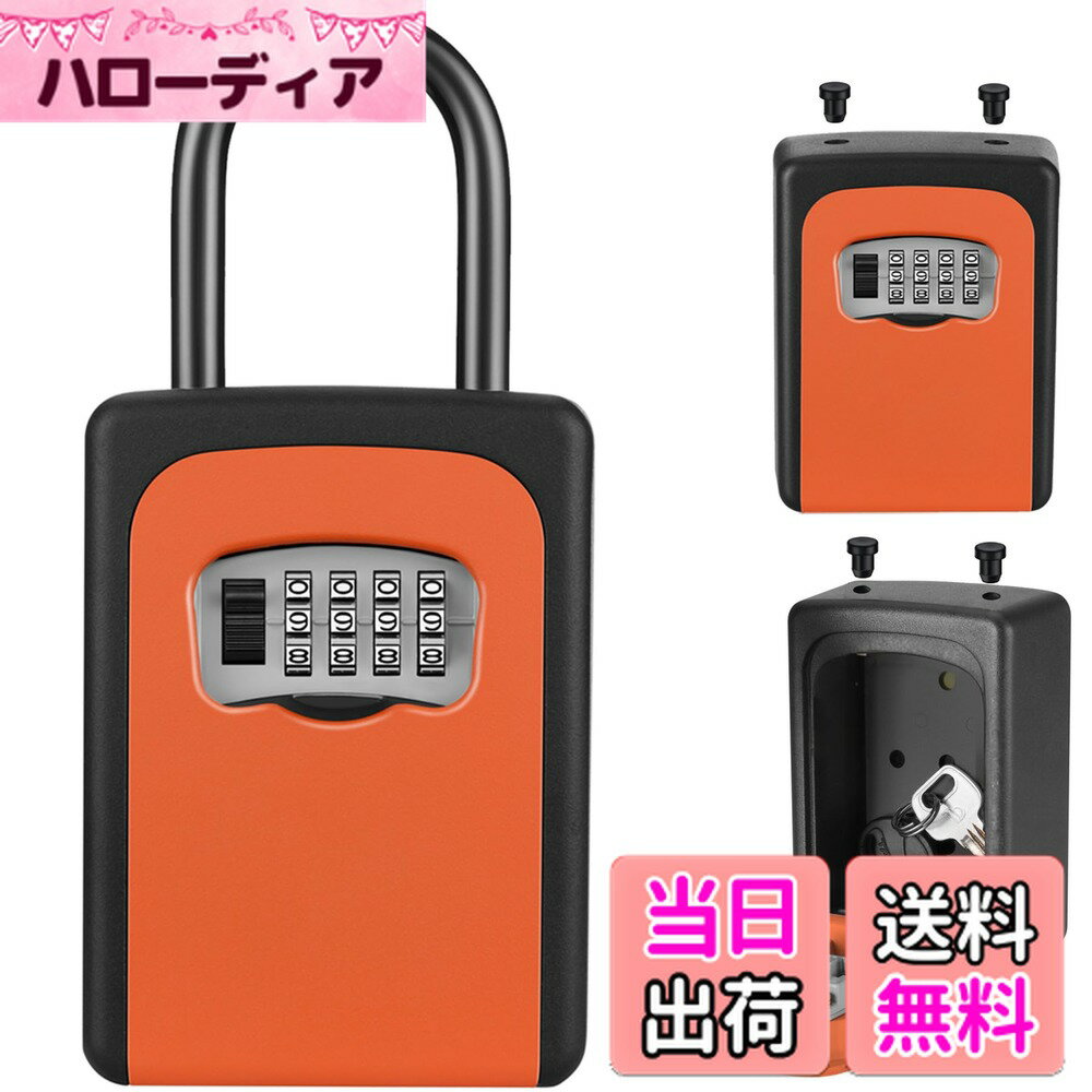 【送料無料】キーボックス 鍵 ボックス 南京錠 ロック ダイヤル式 4桁 キー収納 防犯 盗難防止 日本語説明書付き