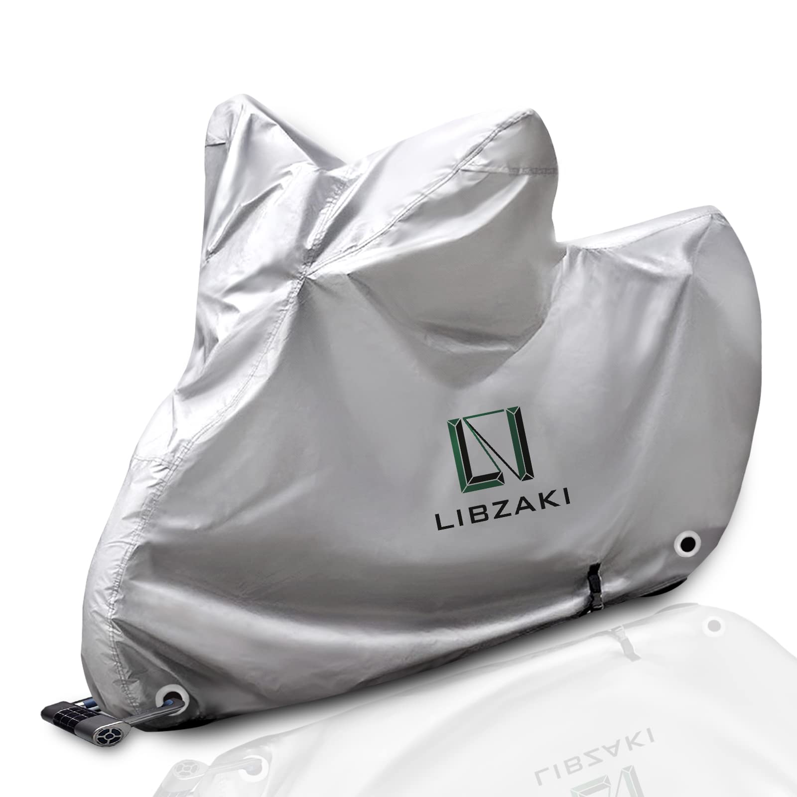 【送料無料】Libzaki バイクカバー 210Dオックス厚手生地 盗難・風飛び防止 5L-6L 全長255cmまで適用 大型バイク車体カバー 収納袋付きシ(銀)