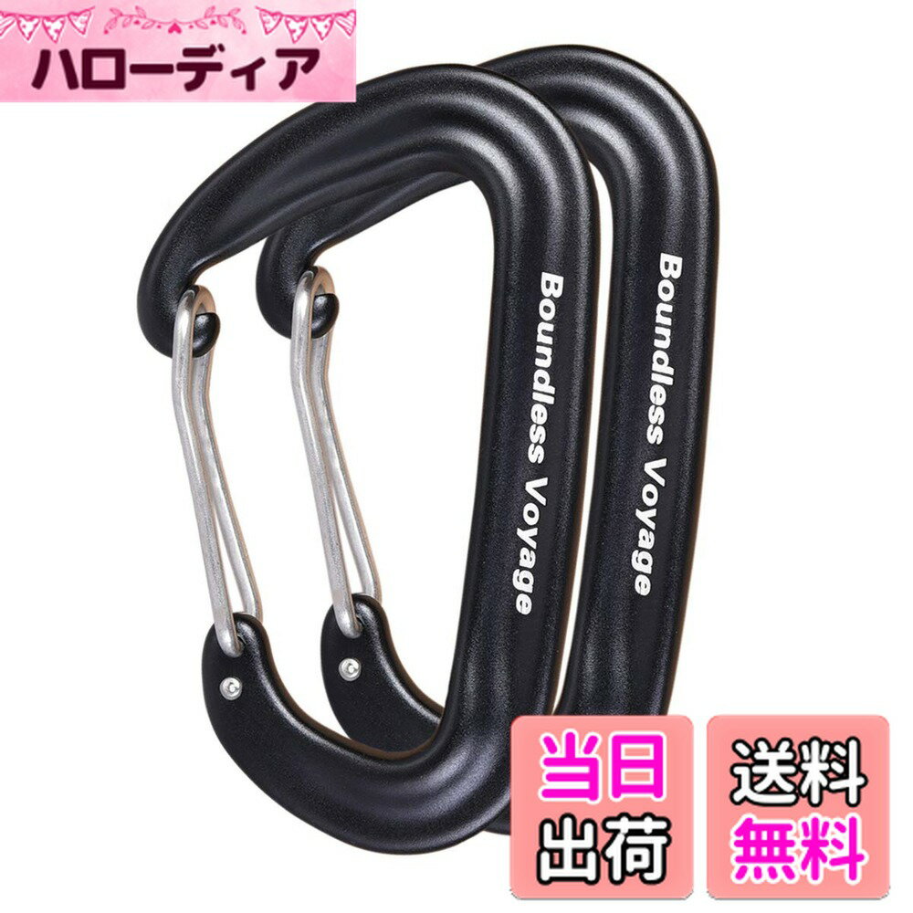 【送料無料】Boundless Voyage カラビナ 登山用 高強度 12kN【1200KG】 小型 Dリング 7075アルミニウム合金 超軽量 ハンモック クライミング レスキュー アウトドア用品 全3色(Blkx2) BV1026