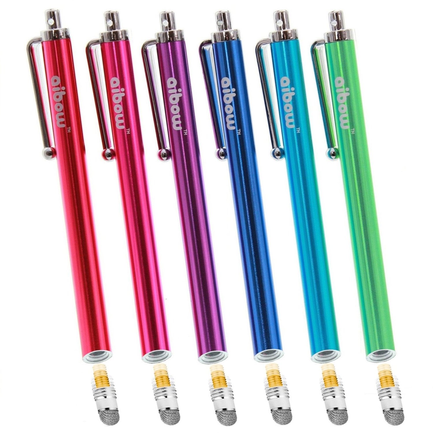 【送料無料】aibow タッチペン スタイラスペン iPad iPhone スマホ Android タブレット Switch 対応 交換式 6本セット 6mm