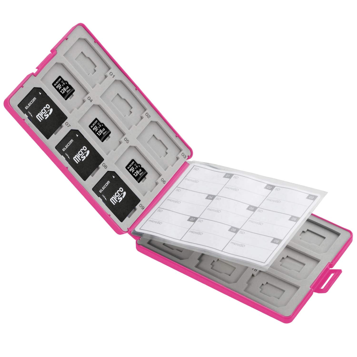【送料無料】エレコム メモリカードケース SD ケース プラスチック SD18枚 + microSD18枚収納 ピンク C..
