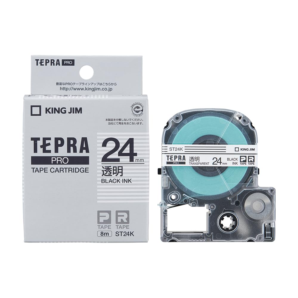 【送料無料】キングジム 【純正】 テプラPROテープカートリッジ 24mm 透明ラベル/黒文字 長さ8m ST24K