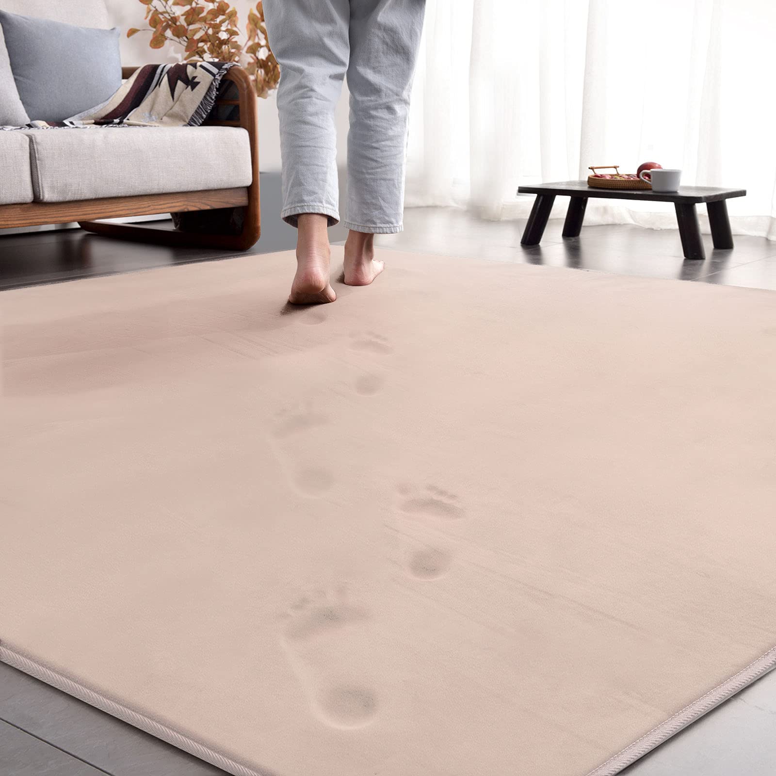 【送料無料】ラグ カーペット 低反発 ラグマット 3畳 厚手15mm 190x240cm 滑り止め付 洗える 防音 床暖房 ホットカーペット対応 防ダニ 抗菌 フランネル ウレタン 厚い じゅうたん 無地・ベージュ AICOMRI