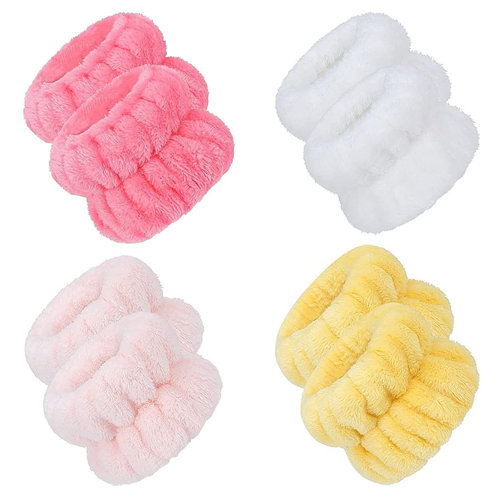 【送料無料】リストバンド 洗顔 リストバンド 4点入り 汗止め 吸水 速乾 ふわふわ 柔らかい 伸縮性あり..