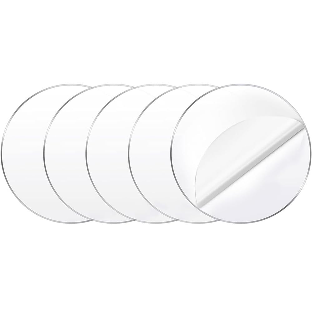 【送料無料】アクリル板 5枚 直径100mm 厚さ3mm 丸型 アクリル板 保護フィルム付き 看板、インテリア、..