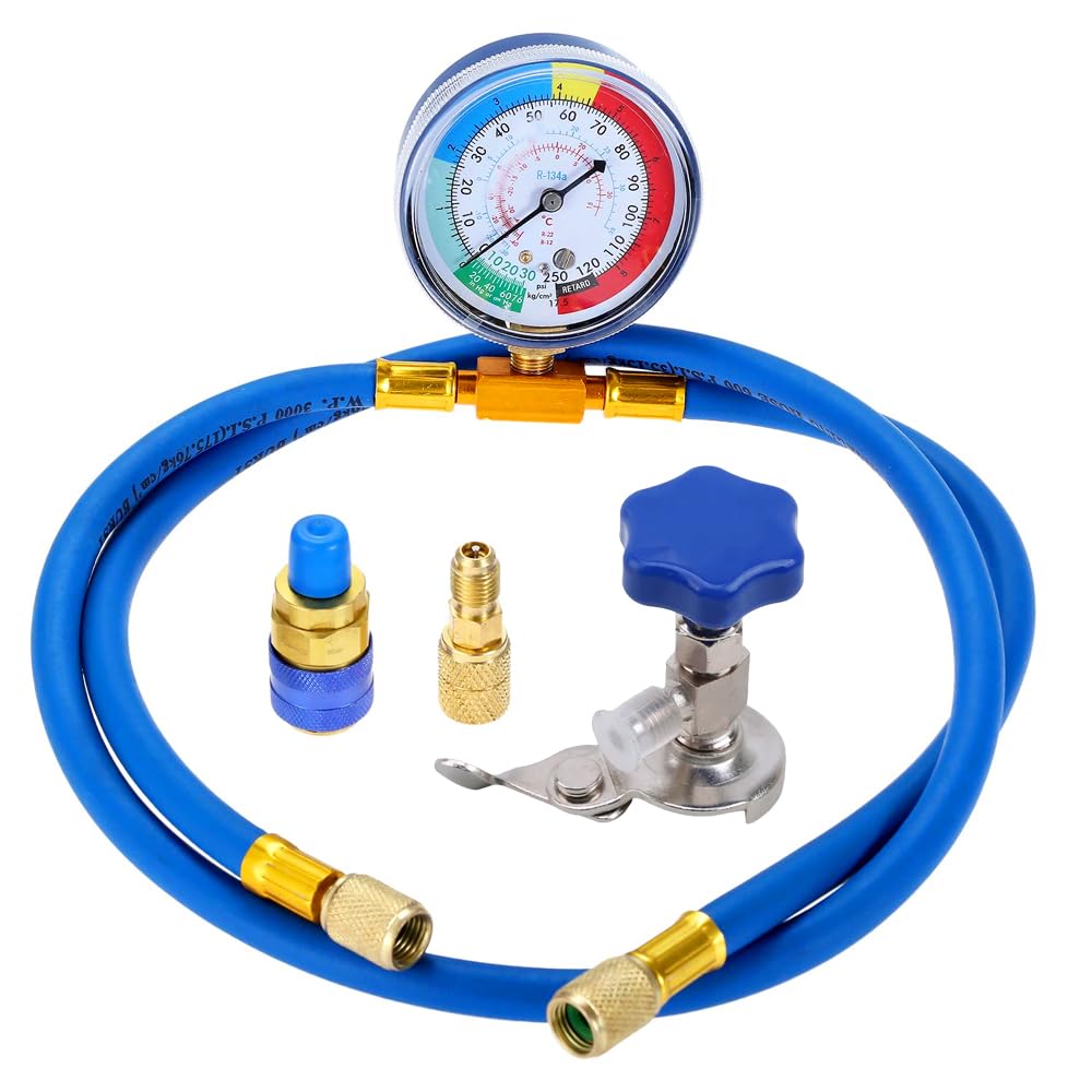 【送料無料】R134A エアコン ガス チャージホース エアコンリチャージ 汎用缶切りタップバルブ エアコ..