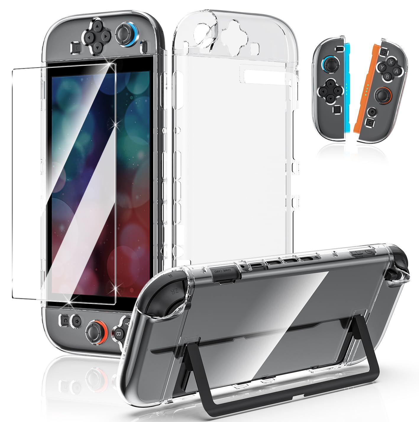 【送料無料】Switch 2 ガラスフィルム+ Switch 2 クリアケース Amzstar Switch 2 保護キット [硬度9H] 撥油性 飛散防止処理 Switch 2 保護カバー PC+TPU材質 改良版 ドック対応 着脱簡単 黄ばみなし 耐衝撃薄型カバー 滑り止め 全面保護 Switch 2 (2025)