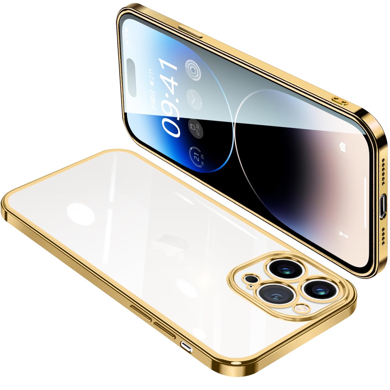 【送料無料】iPhone14 Pro Max ケース クリア アイフォン14ProMax カバー 透明 スマホケース 耐衝撃 軽量 メッキ加工 TPU 薄型 ストラ..