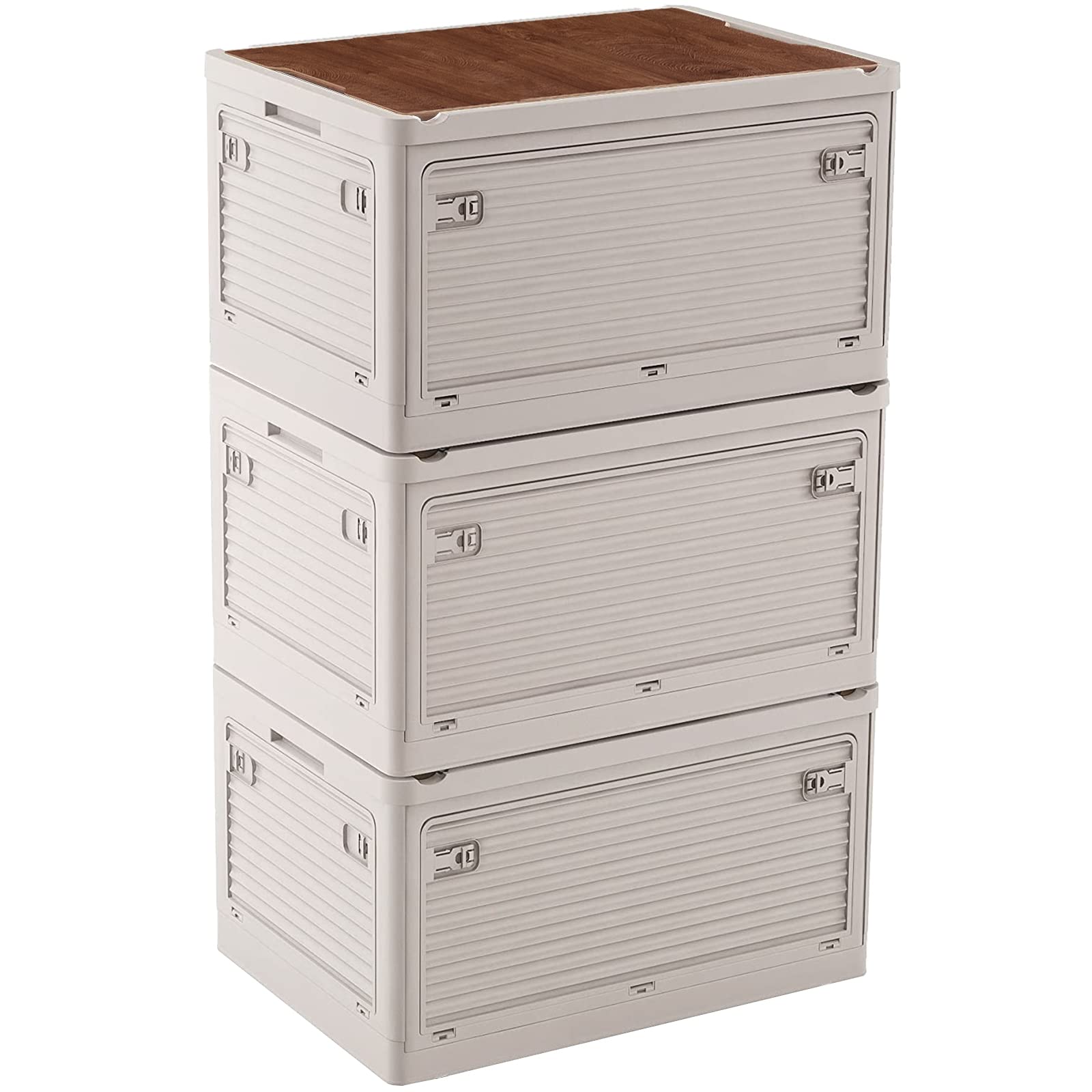 【送料無料】X XUNTAO【収納ボックス 折り畳み】収納ケース 木製の蓋付き 全方向から取り出せる 積み重ね キャスター付き アウトドア 折りたたみコンテナ ボックス 大型 キャンプ コンテナボックス 組立簡単 多機能 厚み 強い耐荷重 大容量 家庭用 オフィス用 車用 寝室