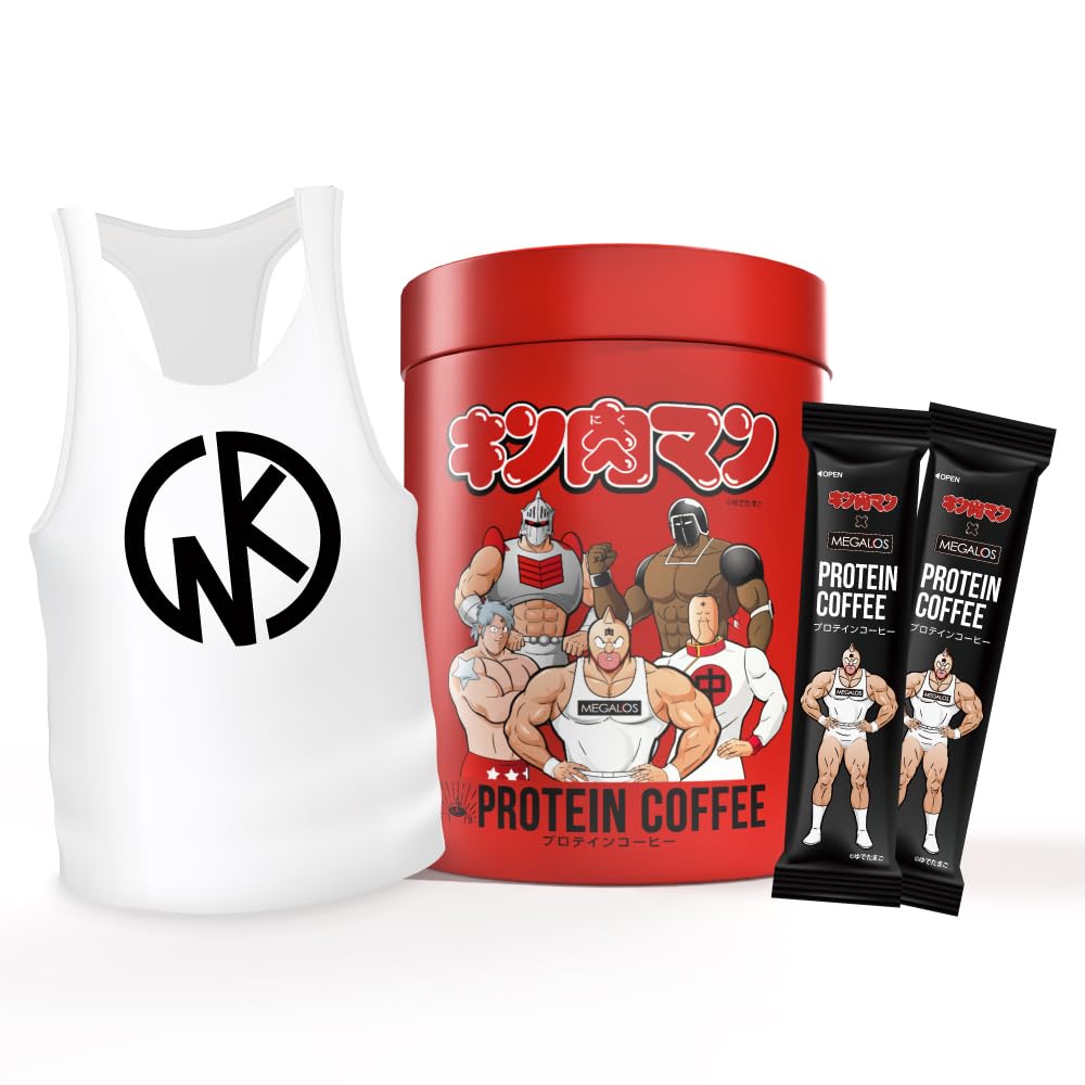 【送料無料】メガロス プロテインコーヒー キン肉マン特別パッケージ 正義超人ver （タンクトップ入り限定BOX 10包入り）たんぱく質6.1g 無糖 uccコーヒー鑑定士監修
