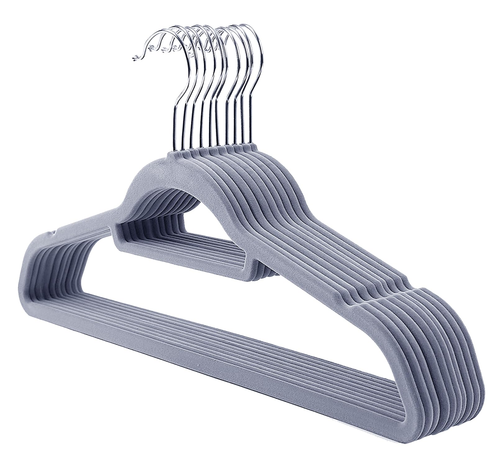 【送料無料】HOSUR ハンガー すべらない 滑らないハンガー かたくずれ防止 10本組 グレー 頑丈 クローゼット収納 360度回転フック 曲げれる 衣類変形にくい 耐荷重