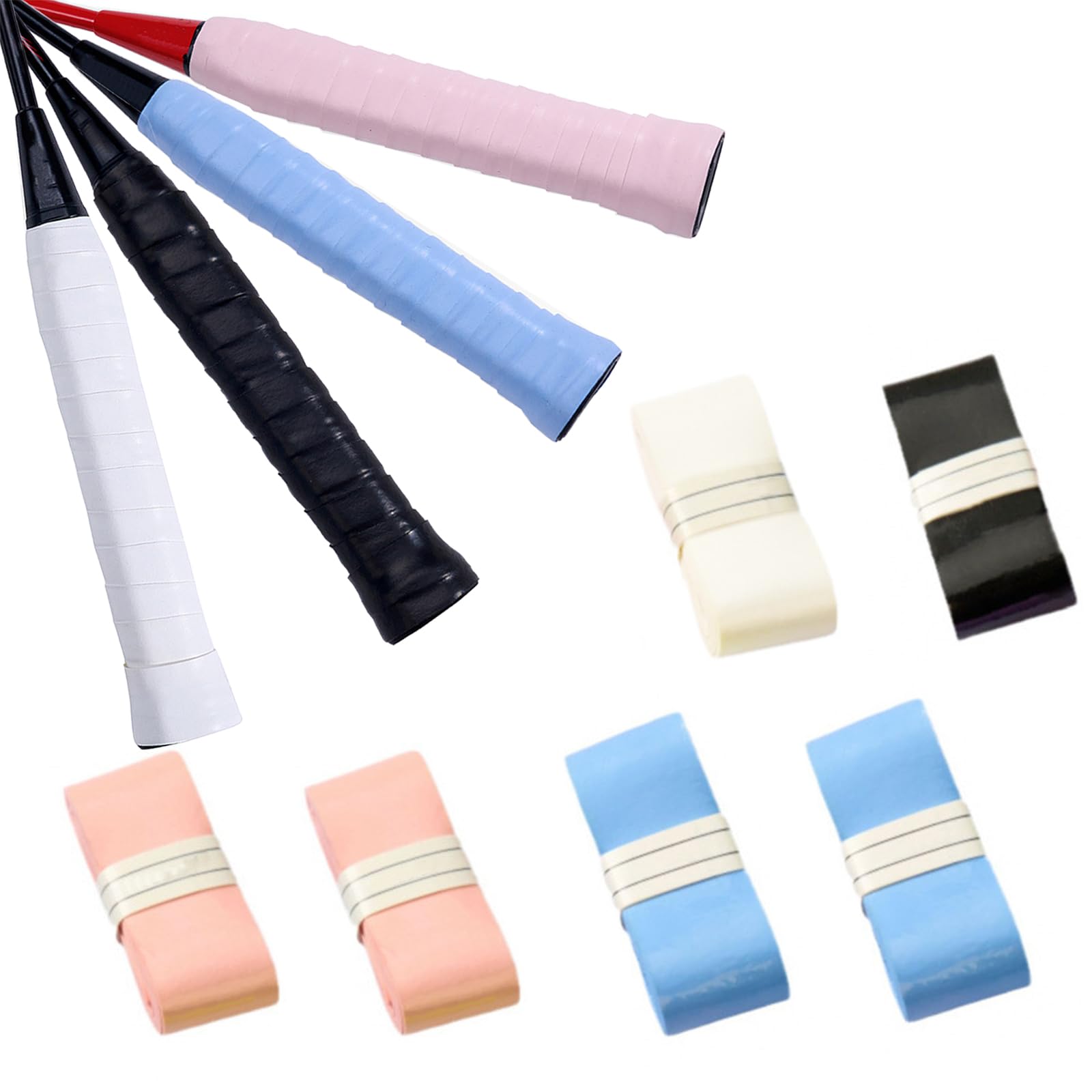 【送料無料】Akkerds テニスバドミントン 滑り止め 吸汗グリップ 6本入り 4色