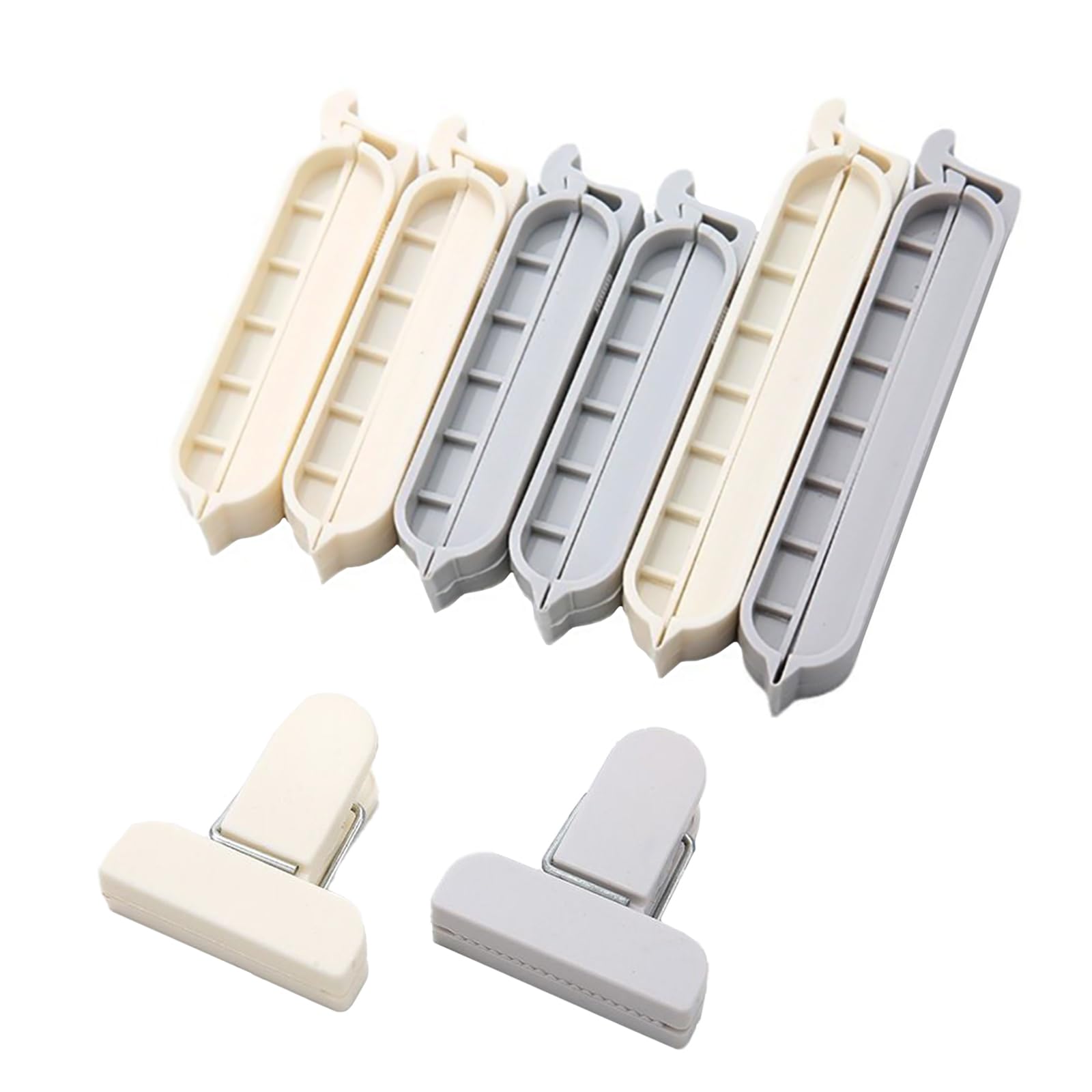 【送料無料】Akkerds 袋式シールクリップ 防湿 抗酸化 灰白2色 計8個セット 3種類のサイズ