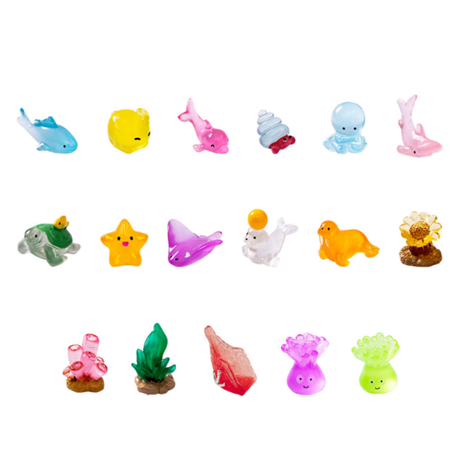 【送料無料】seimeinoki 17種類セット アクアリウム ミニ置物 夜光 海洋生物 ミニチュア 樹脂 水槽用ア..