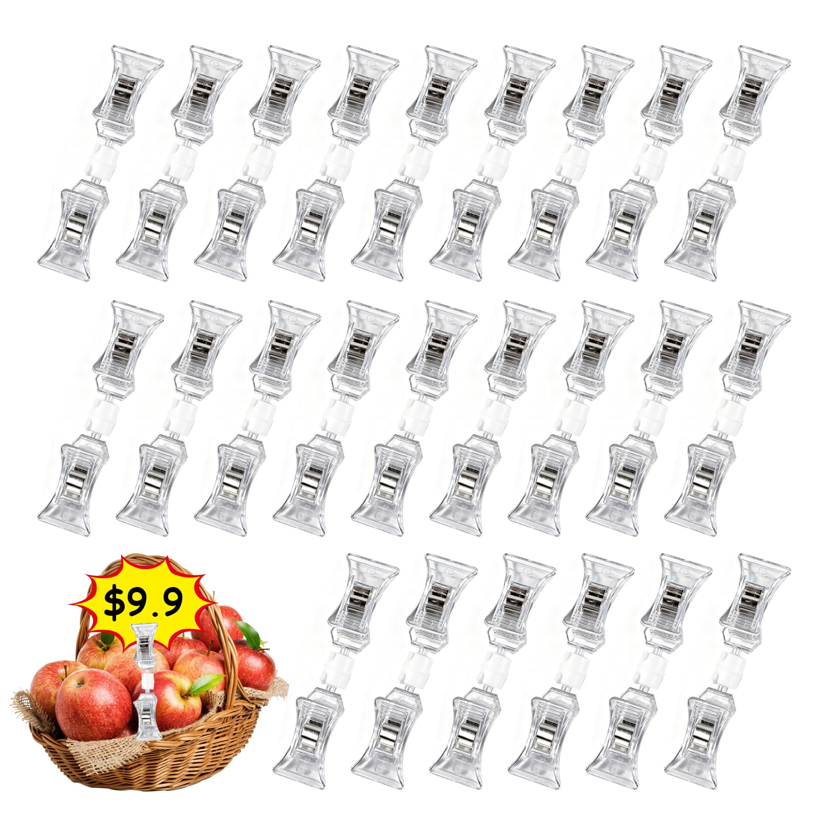 【送料無料】seimeinoki 30個 ポップクリップ クリップホルダー 両端 透明 防水 回転可 ...