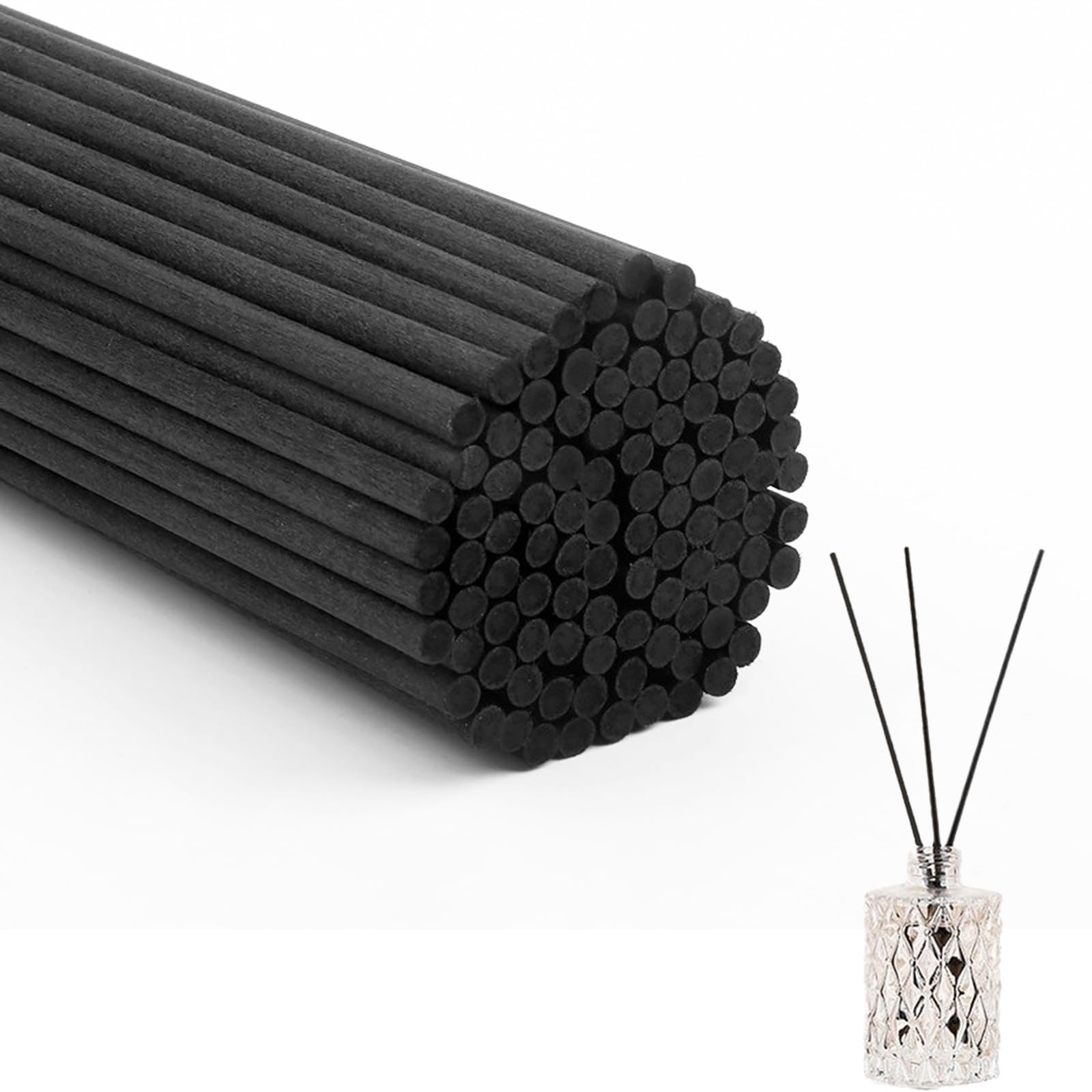 【送料無料】Akkerds アロマスティック 50 本 長さ 20cm 直径 3mm 長持ちする香り ファイバースティック 揮発スティック（ブラック）