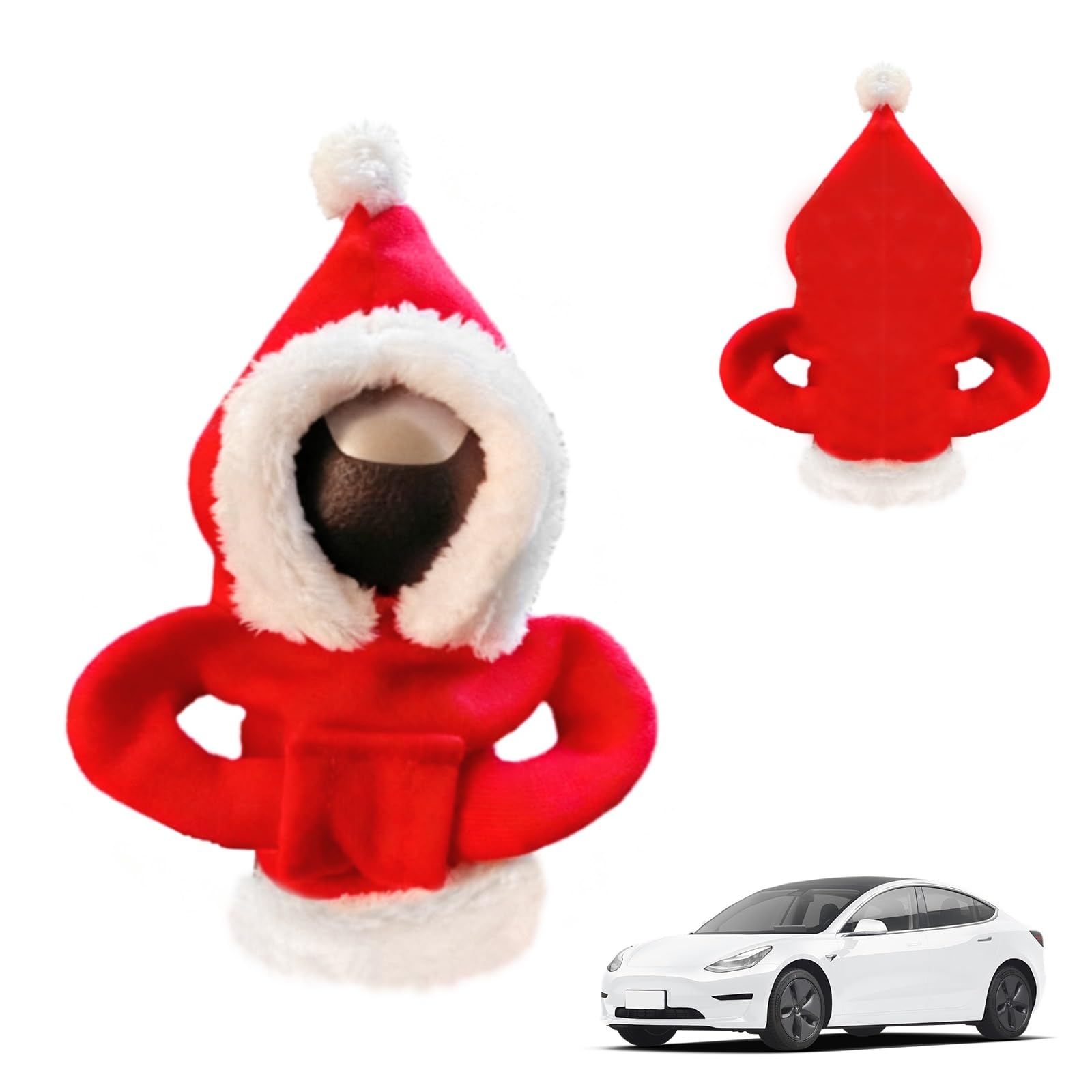 【送料無料】seimeinoki ギアスティック シフトノブカバー カーシフター保護カバー クリスマステーマ 汎用 洗える レッド ギアシフトパーカー オートギアシフトノブカバー ギアシフトノブカバー 簡単装着 サンタクロース 車内装飾アクセサリー 自動 手動 変速機