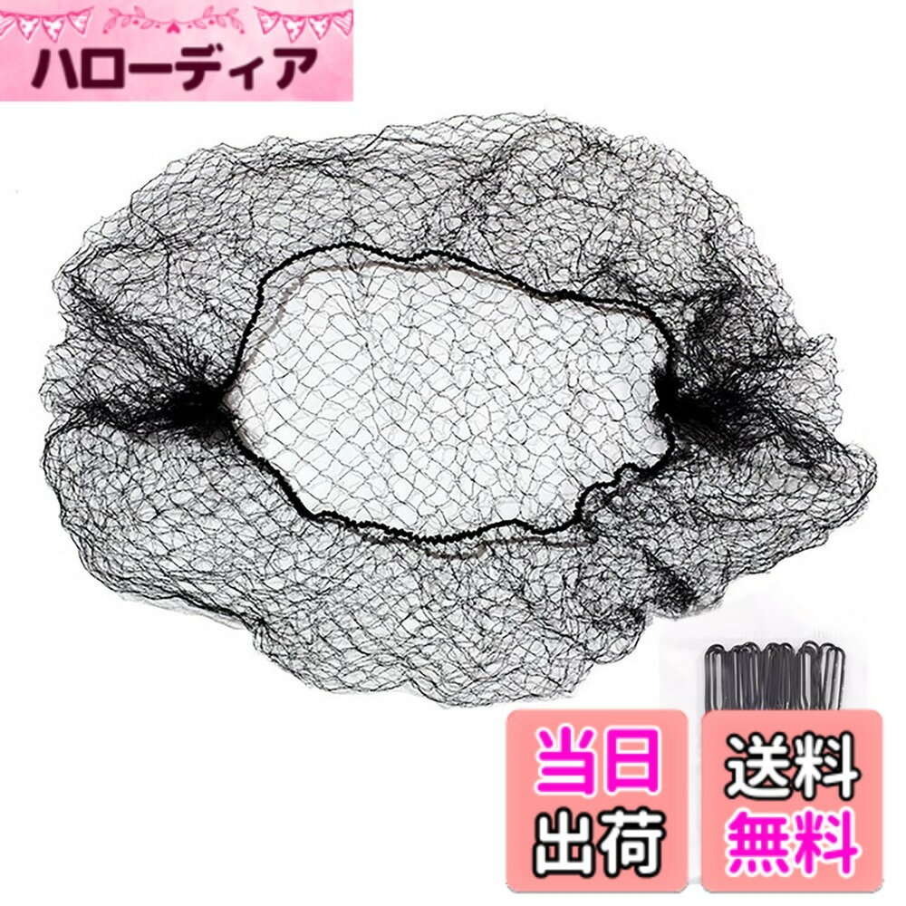 【送料無料】Akkerds ステルスヘアネットワーク 100枚 ヘアピン 1パッケージ ヘアピン Uピン セット 髪束ねネット ヘアネット まとめ髪 簡単にお団子メイク バレエ細目弾性布帛 黒