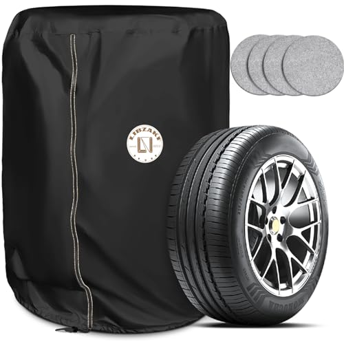 【送料無料】LIBZAKI 420D タイヤカバー 屋外 フェルトパッド4枚付き 防水 4本タイヤ保管 幅65*高さ90cm 軽自動車用（12/13/14/15インチ）ブラック