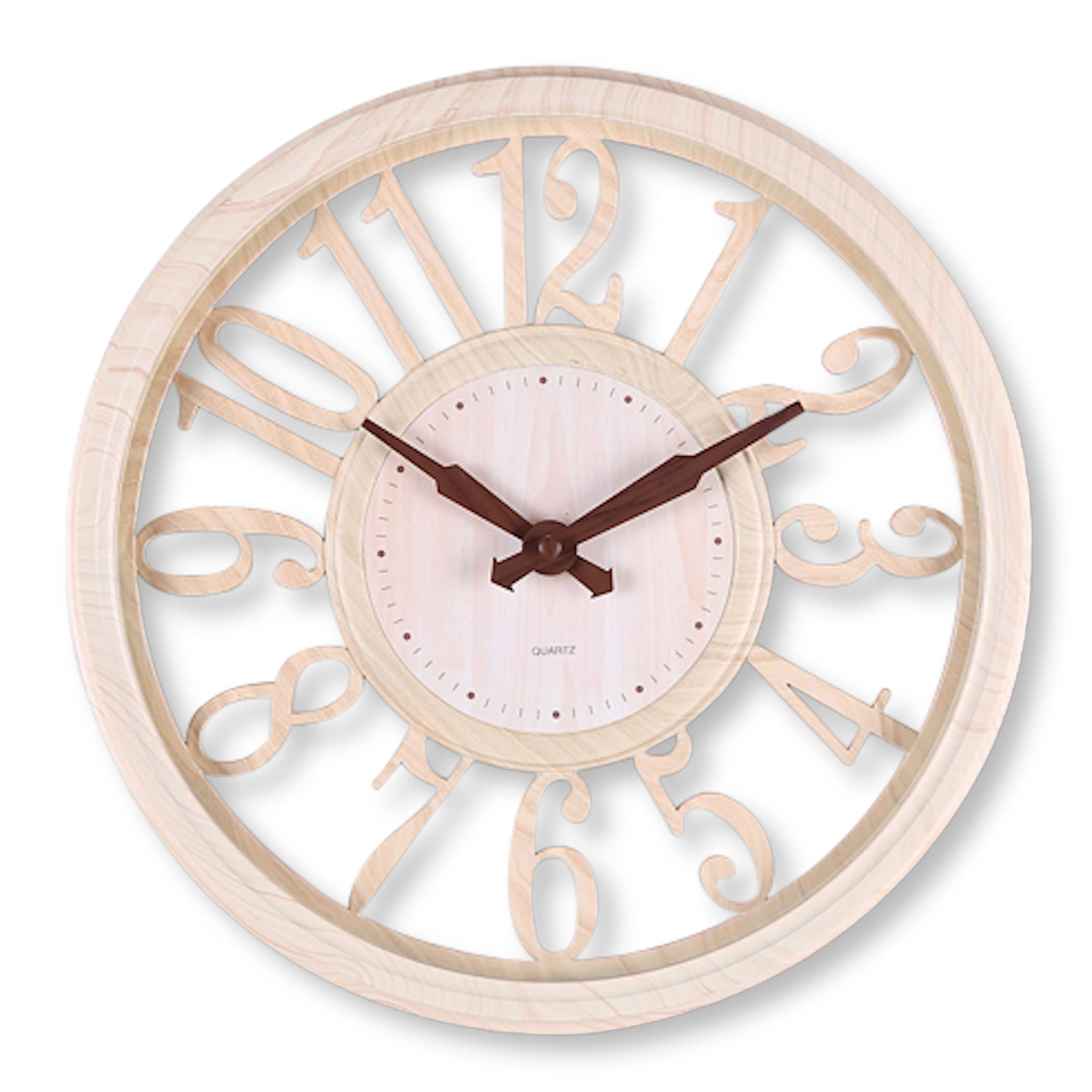 【送料無料】Lezalic 壁掛け時計 (アイボリー) ウォール時計 シンプル 北欧風 ギフト 静音 インテリア 30.5×30.5×4cm (アイボリー)