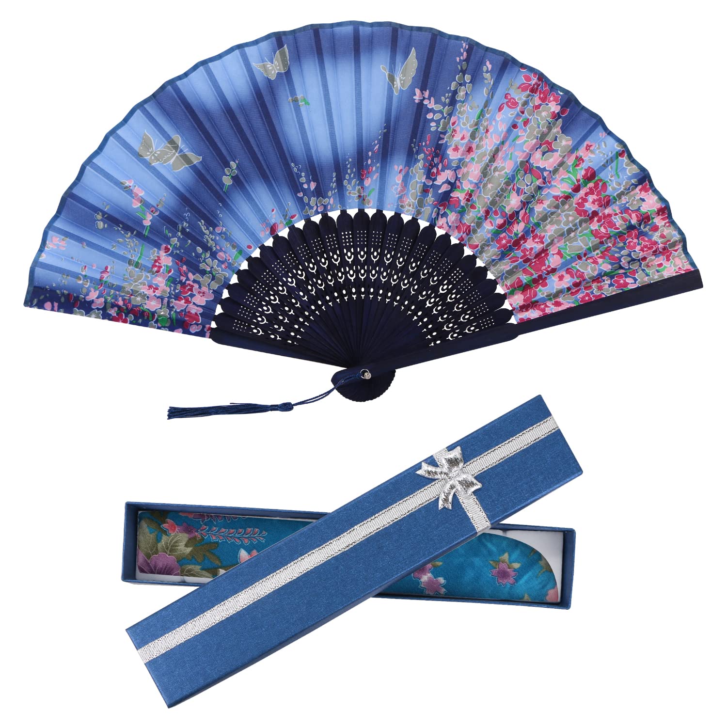 【送料無料】[YOVOY] 扇子 レディース おしゃれ シルク 和風扇子 大きい 短地扇子 女性 花柄 プレゼン..