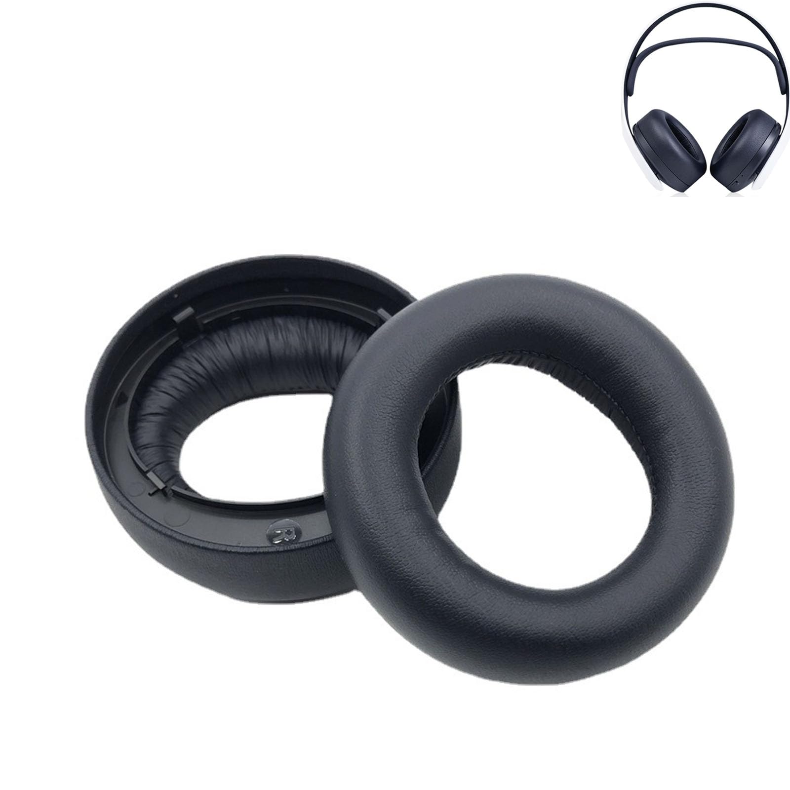 【送料無料】イヤーパッド For Sony PULSE 3D/PlayStation 5 PS5 に対応 交換 用 ヘッドホンパッド 防止音漏れ防止 1組 なんしつ 高密度フォームRuiMi（プロテインレザー/ブラック）