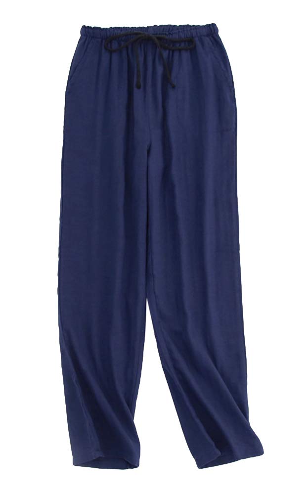 【送料無料】[Euyqs] ルームパンツ 綿 パジャマパンツ ズボン ルームウェア 部屋着 ボトムス (ピュアネイビー, L)