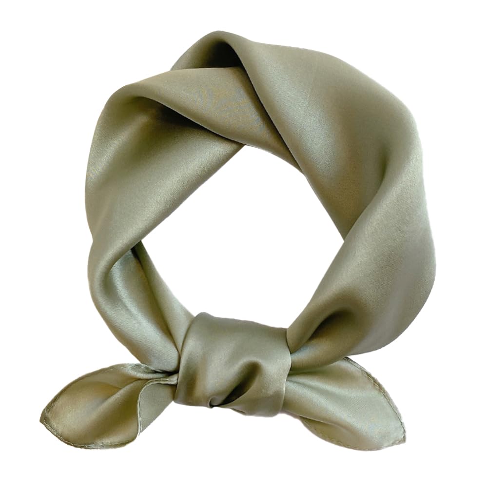 【送料無料】[Euyqs] レディース スカーフ 100% シルク制服用オフィススカーフ ハンカチ (#91 無地グリーン)