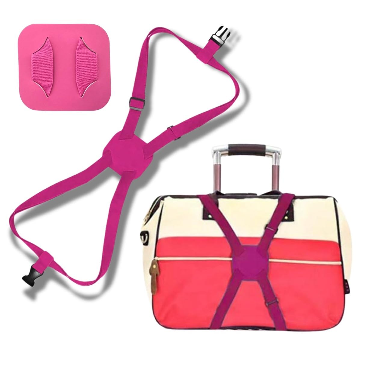 【送料無料】[APAGAI]バッカン 落下防止ベルト ロックストラップ キャリーカート 固定 荷崩れ防止 荷締め 荷物固定 固定バンド 簡単装着 ガッチリ 荷崩れ防止 釣り 便利 用品 (04,ピンク 2個セット)