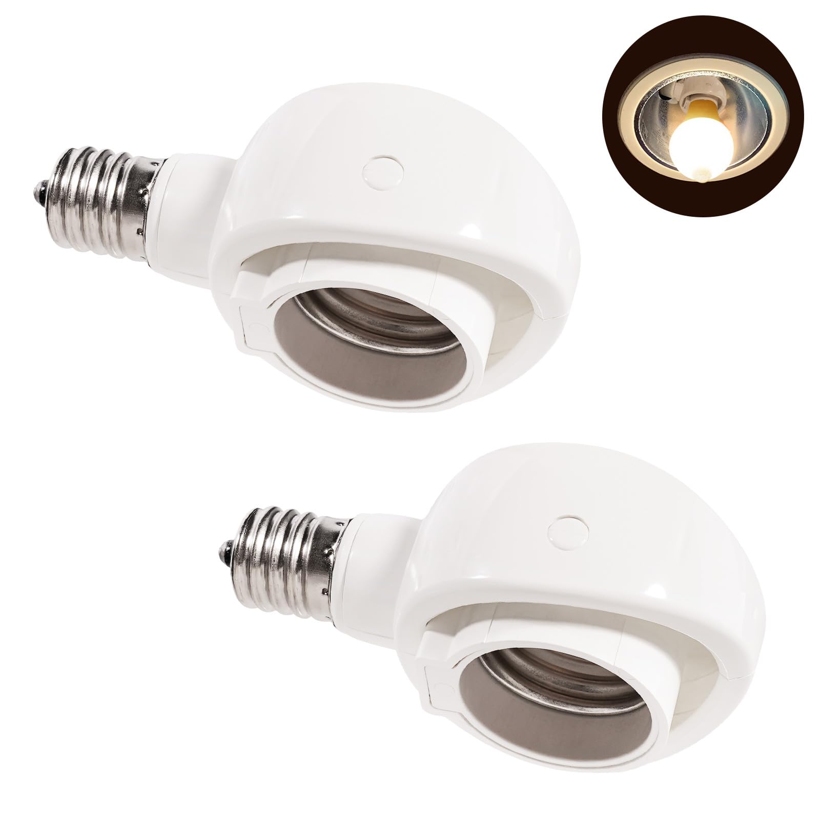 【送料無料】Pispoer- E17→E26 LED電球専用-可変式ソケット-屋内用-ソケット変換コンセント-簡単取付 工事不要-AC 100V-ホワイト2個セット。