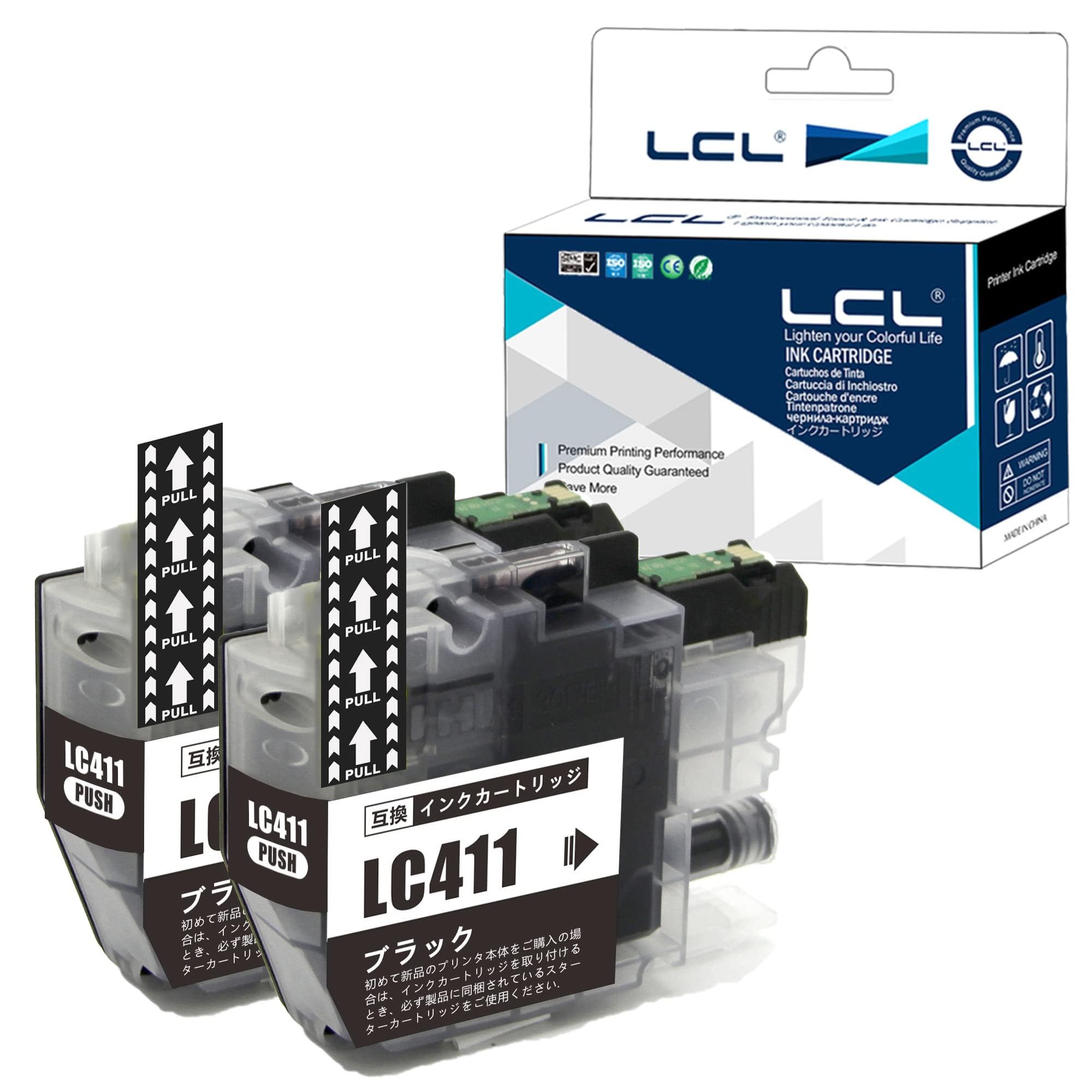 【送料無料】LCL ブラザー用 LC411 ブラック LC411BK-2PK 互換インクカートリッジ DCP-J1800N DCP-J926N DCP-J526N MFC-J904N MFC-J739 MFC-J939 等 対応 LC411BK