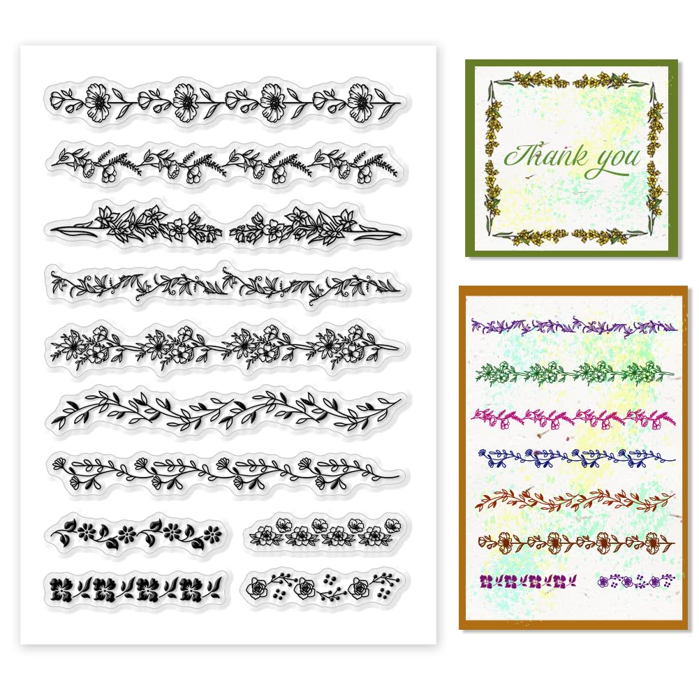 【送料無料】PH PandaHall クリアスタンプ 植物 レトロスタイル 縁取り パターン シリコンスタンプ ゴ..