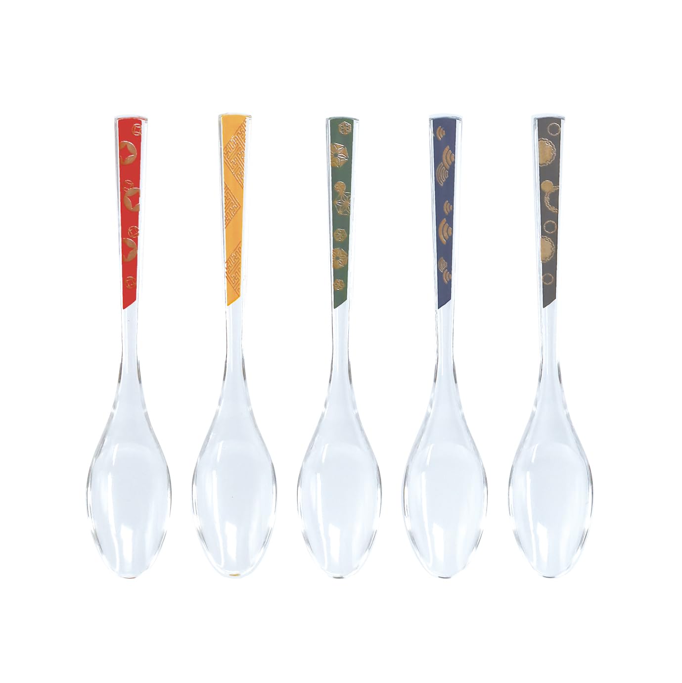 【送料無料】ダイワ(DAIWA) 台和 スプーン プラスチック 会津塗り 透明 5本組 5カラー×各1本 コーヒースプーン 吉祥文様をモダンにアレンジ ギフト ...