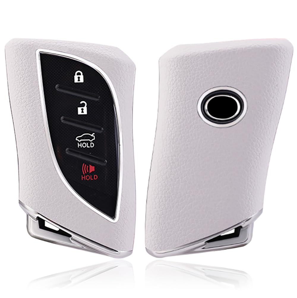 【送料無料】[yoshinari] レクサス 用 LEXUS 用 LC LS UX NX ES LX RZ 専用 キーケース キーカバー ハイブリッド構造 (革仕様単品、ホワイト)