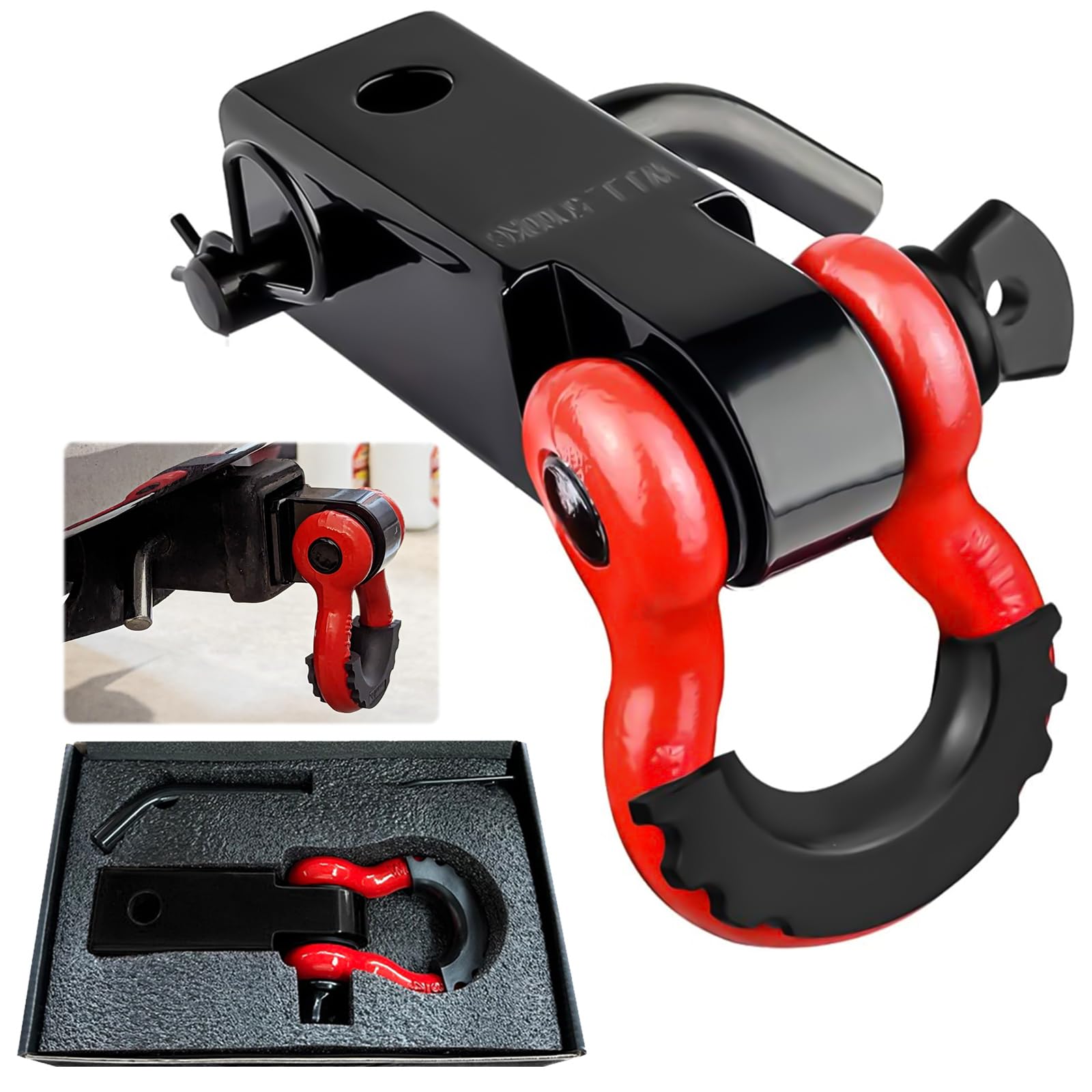 【送料無料】aleawol ヒッチレシーバー 汎用 2インチ 牽引フック 45000 ポンド破断強度、3/4" Dリング..