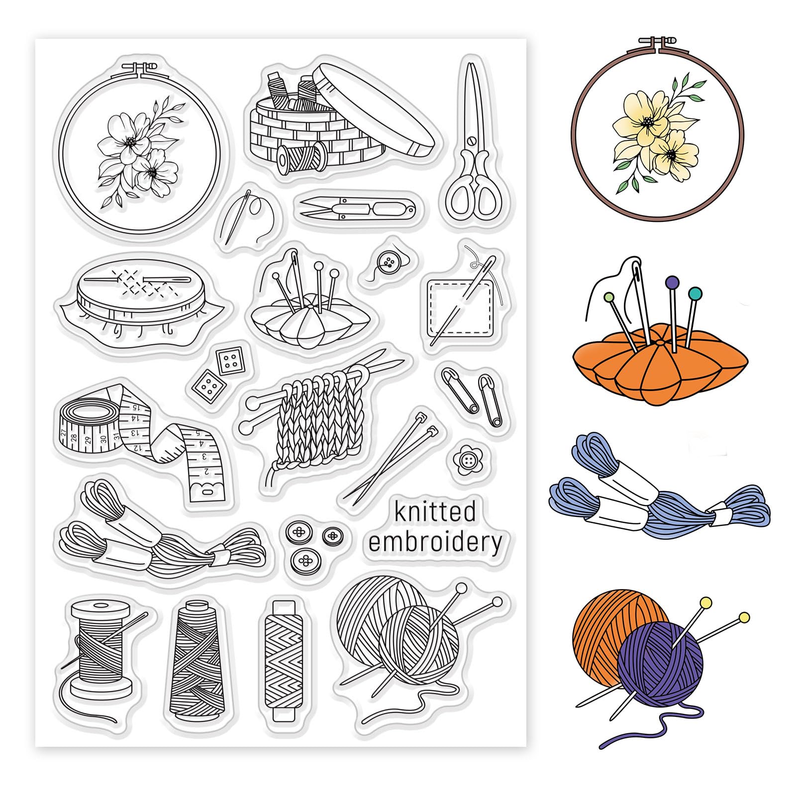 【送料無料】PH PandaHall クリアスタンプ ゴム印 刺しゅう 縫製テクニック アートスタンプ 印章 透明..