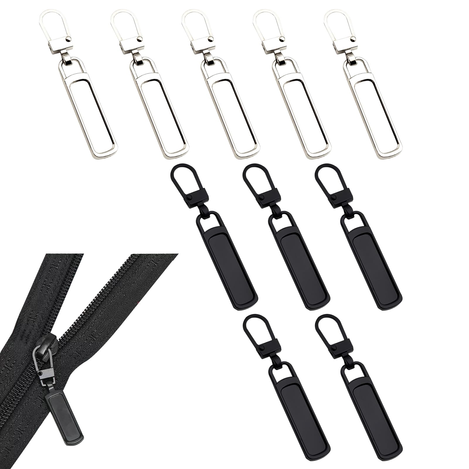 【送料無料】nalaina ファスナー 引き手 交換用 10個セット 金属製 ジッパー 交換 修理 部品 DIY 手芸 ..