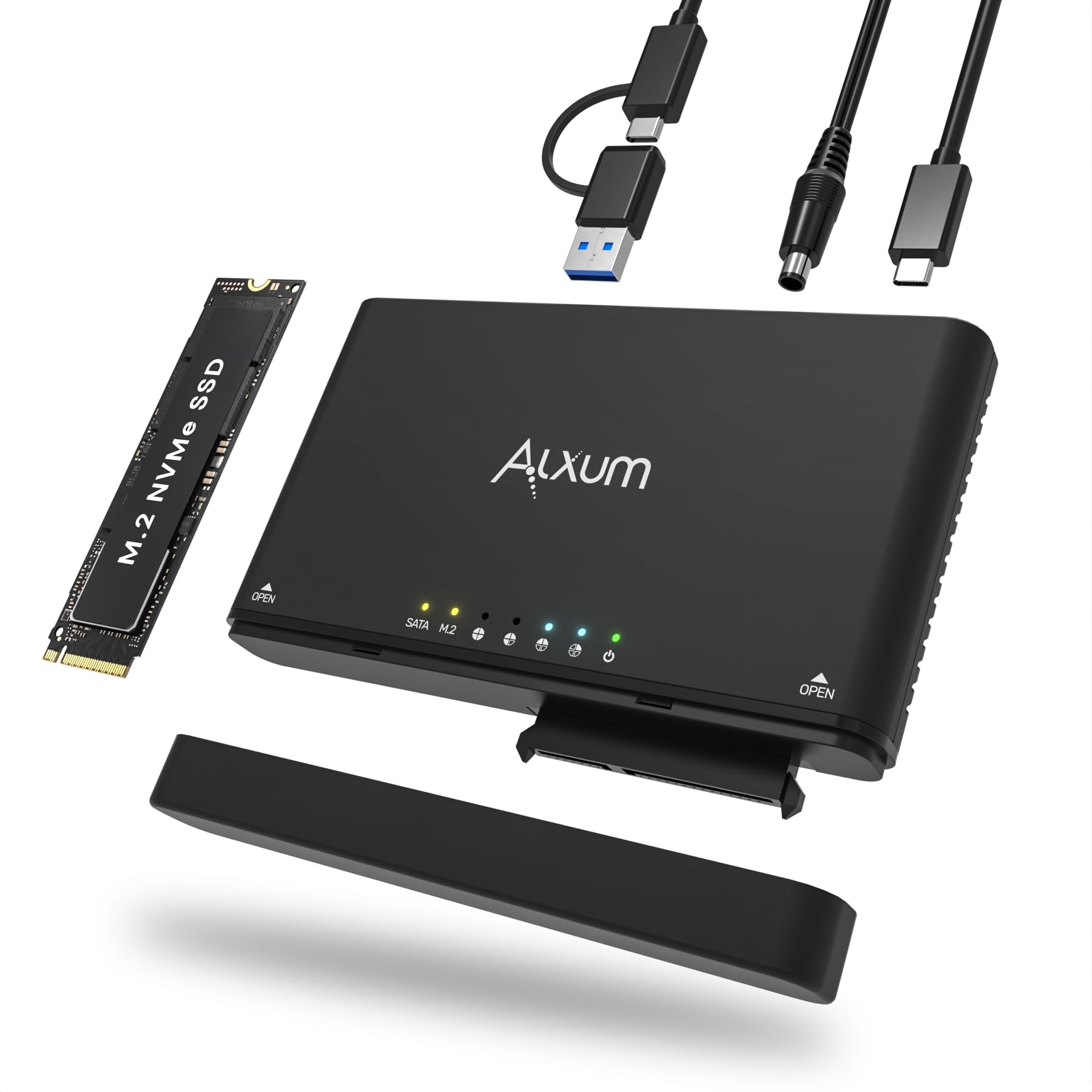 【送料無料】Alxum PCIe NVMe M.2 とSATA HDD/SSD 両対応 クローン スタンド Type-C/A USB 3.2 Gen2 10Gbps高速データ転送 クローン／オフラインコピー機能付き 2.5/3.5インチ SATA SSD(Mキー/B+Mキー）と2242/2260/2280 M.2対応