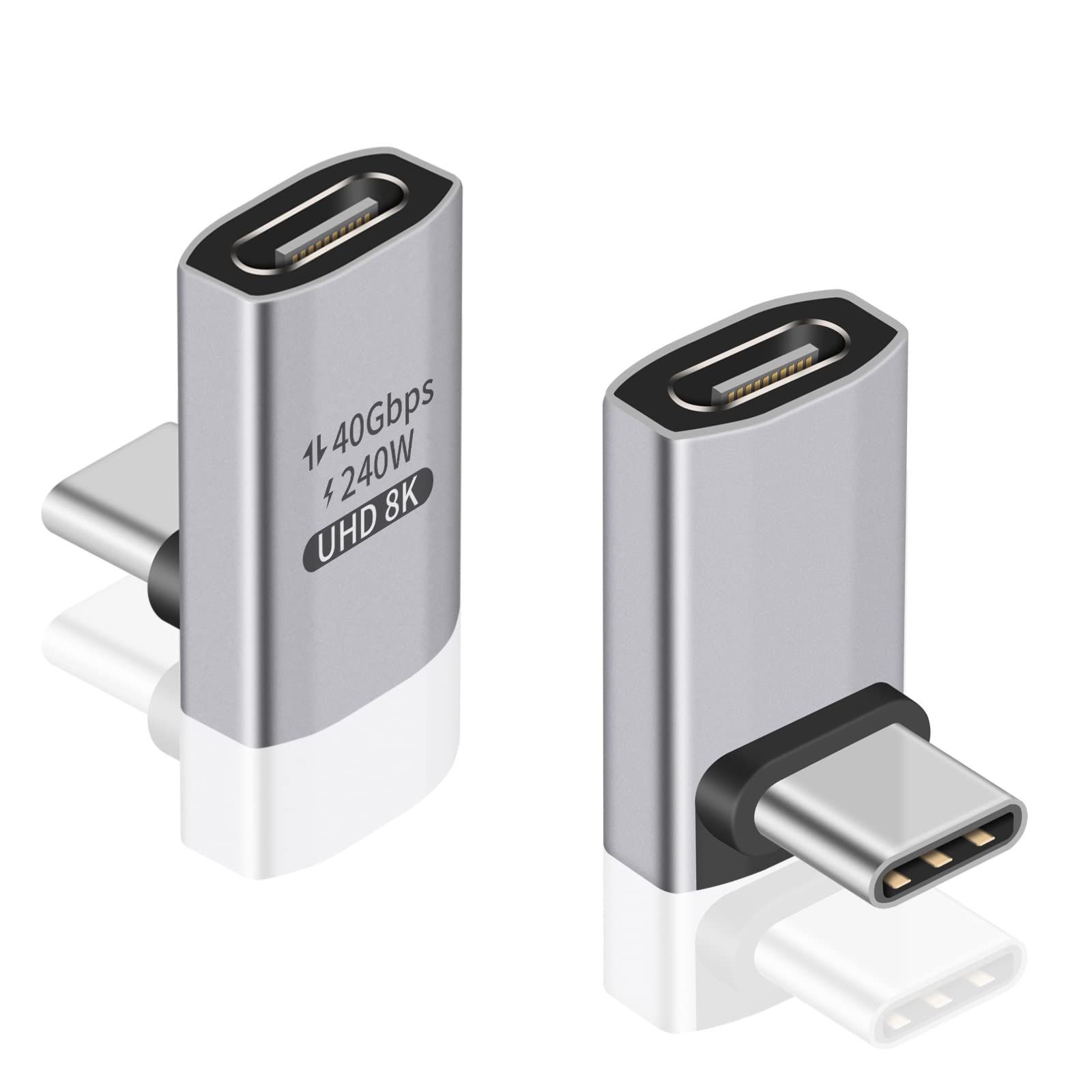 【送料無料】Duttek USB Type-c 変換アダプターL字型、USB C コネクタ L字、240W PD急速充電40Gbps Thunderbolt サポート8KビデオタイプCオスメスアダプター240W電力供給対応、ノートパソコン、タブレット、電話用、2個