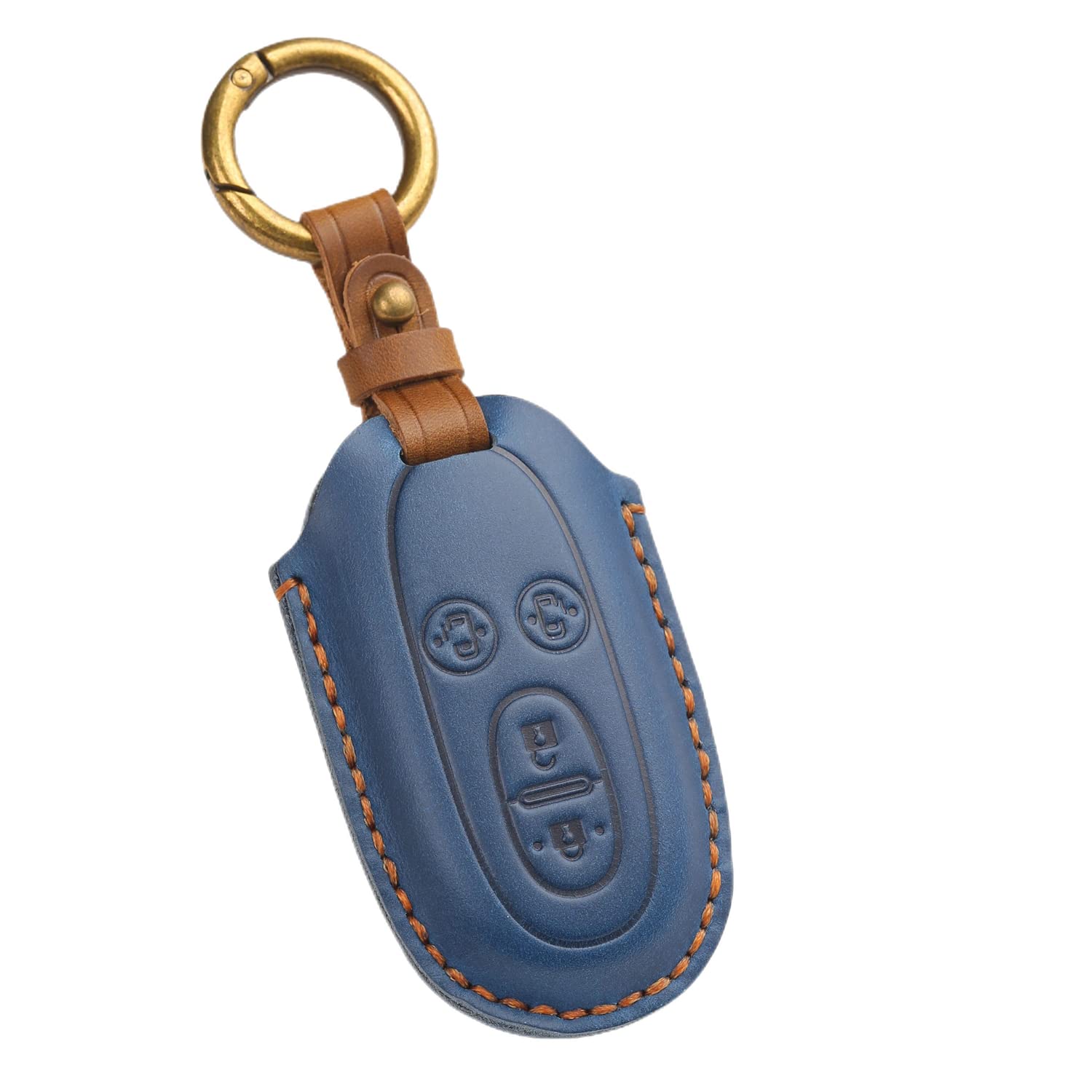 【送料無料】[YANMW] ソリオキーケース 適合スズキルークス ハスラー ラパン パレット キー カバー ワゴンR スティングレー ス スマートキー ケース本革 (ブルー)