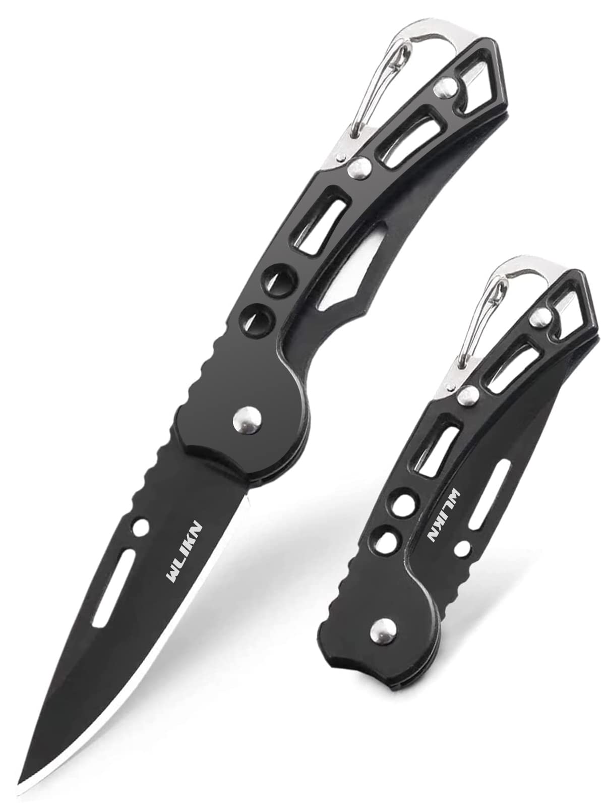 【送料無料】Wlikn フォールディングナイフ 超軽量 3CR15MOV ステンレス製 錆びにくい キャンプ アウトドア 果物 登山 魚釣り 紙切り 防災用 (ブラック-B)
