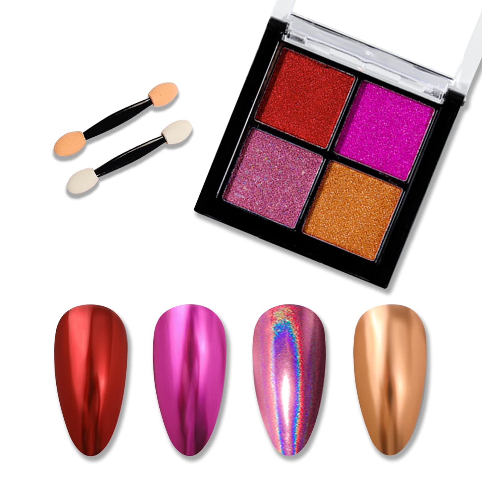 【送料無料】ALLMIRA ミラーネイル パウダー 4色パレット ミラーパウダー オーロラパウダー ジェルネイ..