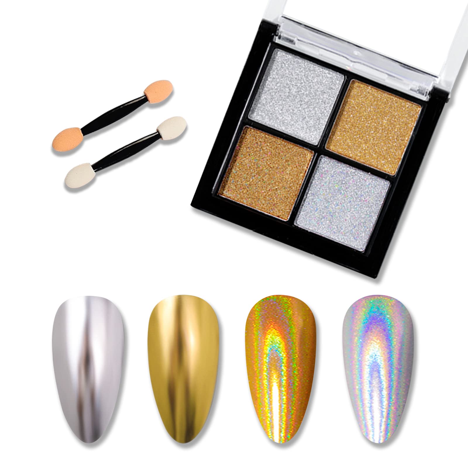 【送料無料】ALLMIRA ミラーネイル パウダー 4色パレット ミラーパウダー オーロラパウダー ジェルネイ..
