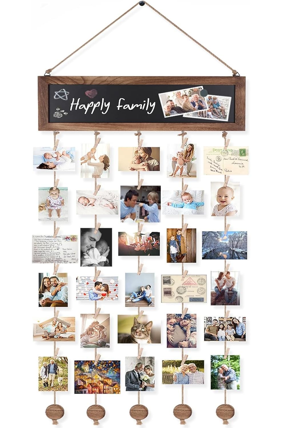 【送料無料】siawadeky 吊り下げ 写真ガーランド 壁掛け フォトフレーム 木製フォトガーランド 写真展..