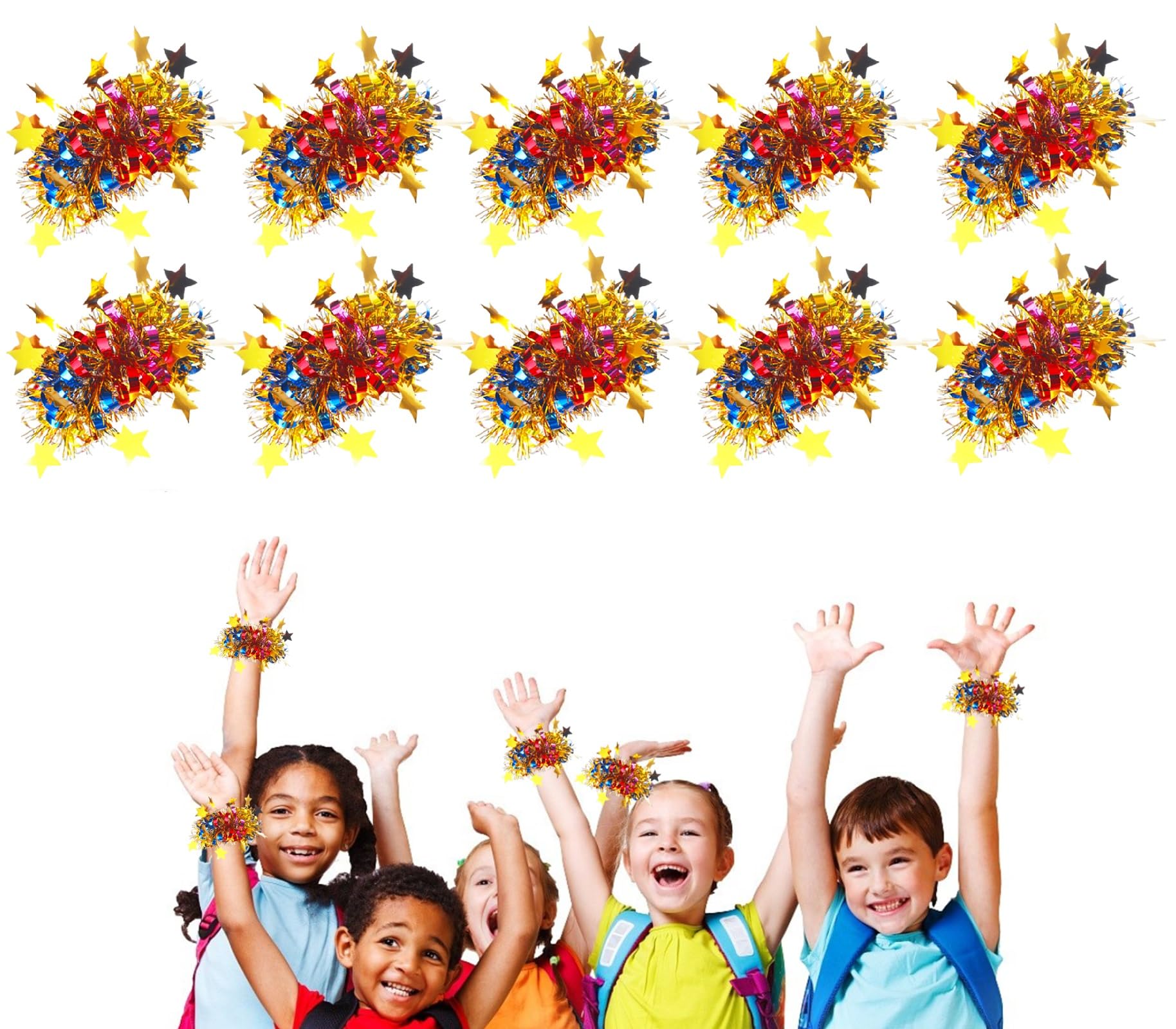 【送料無料】siawadeky ハンドフリーポンポン 10個セット かわいい 応援 うでわ チアポンポン キラキラ..