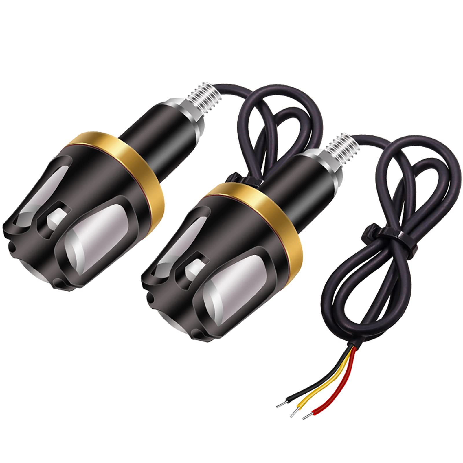 【送料無料】Aoling ハンドルバーエンドウインカーLED バイクグリップエンド用LEDウインカー 12V イエ..
